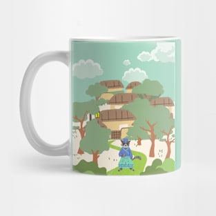 Samurai cat village Mug